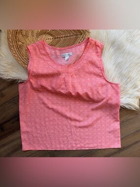 Christopher & Banks Coral Floral Medallion Pattern Sleeveless Blouse Size XL